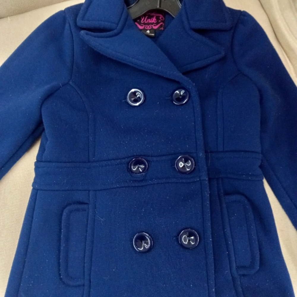Your kid will be "that kid" turning EVERY head in this UNIK Navy Blue Pea Coat.